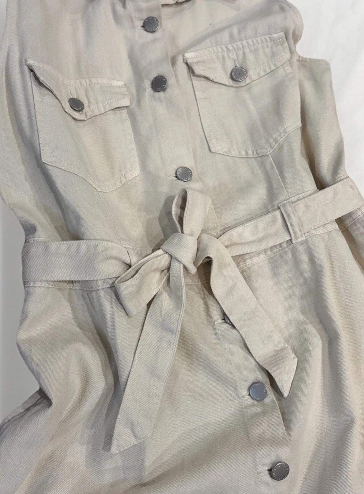 Velvet Heart Cream Denim Sleeveless Shirt Dress with Belt -