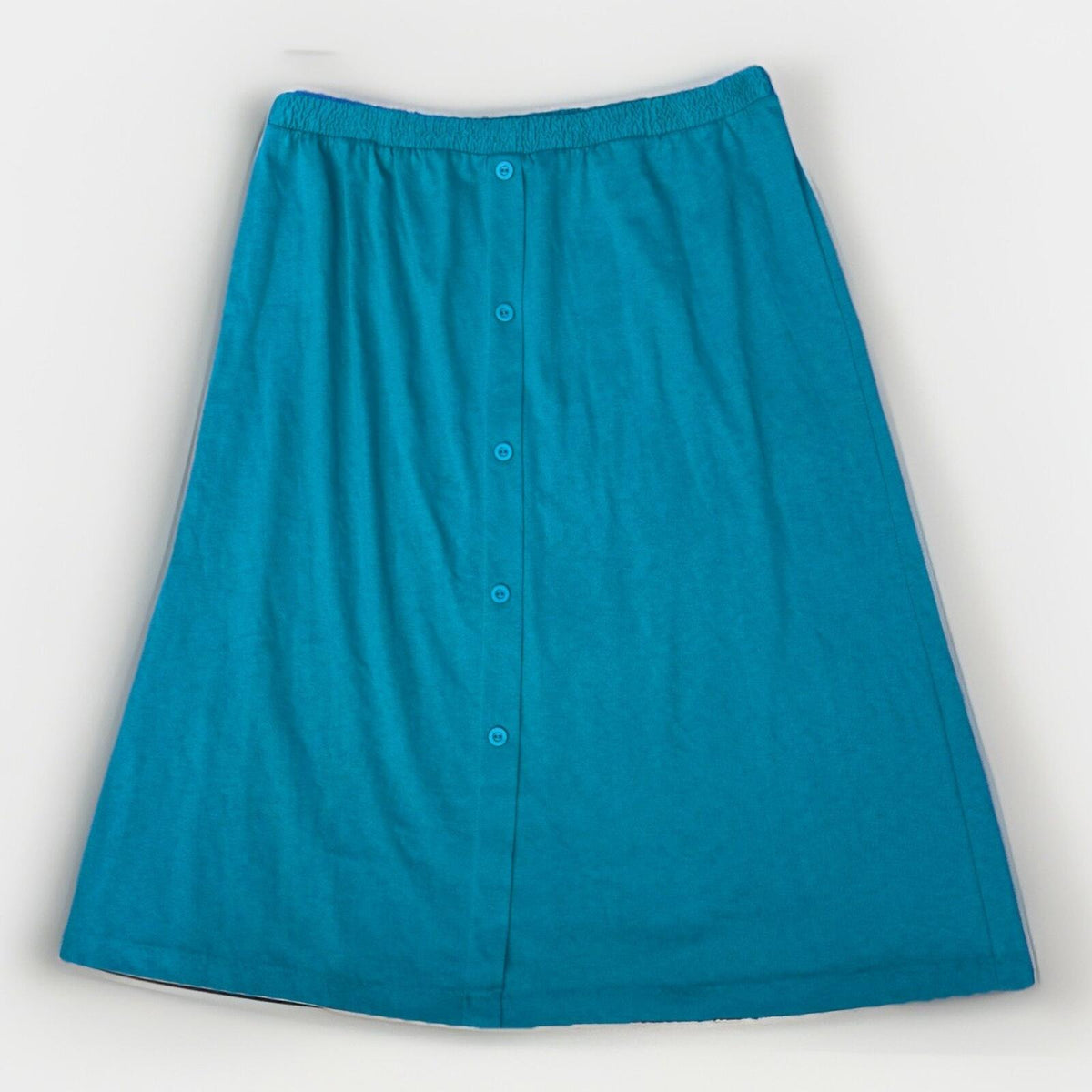 Chelsea Wearhouse Women's Green A-Line Midi Skirt Button-Tab