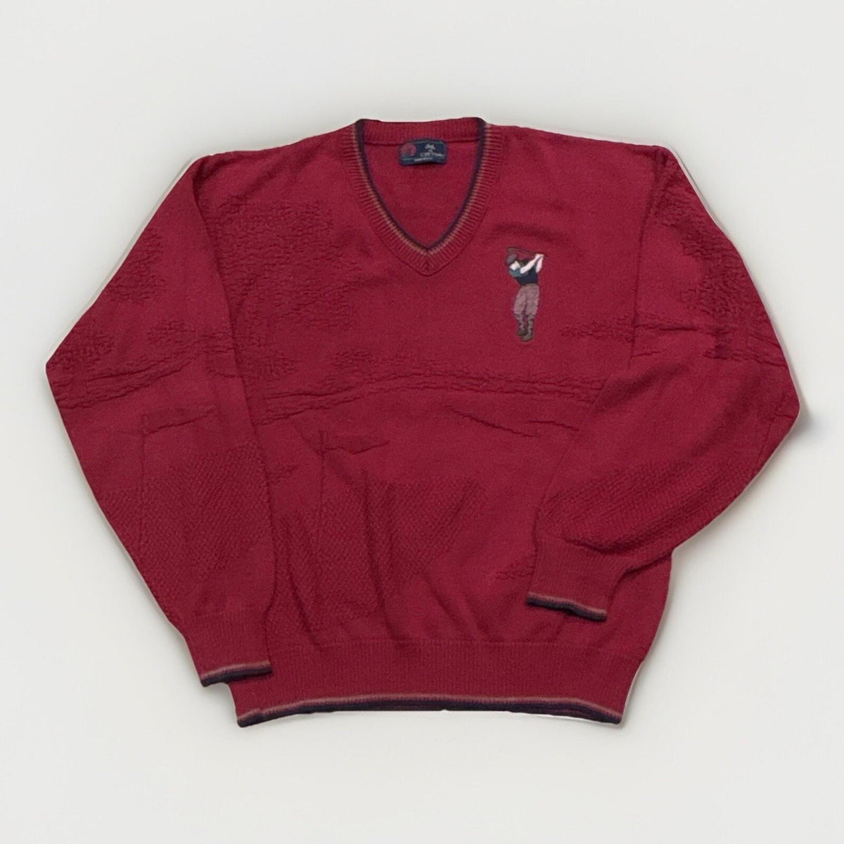 Isle of Cotton Men's XL Red V-Neck Cotton Knit Pullover Swea