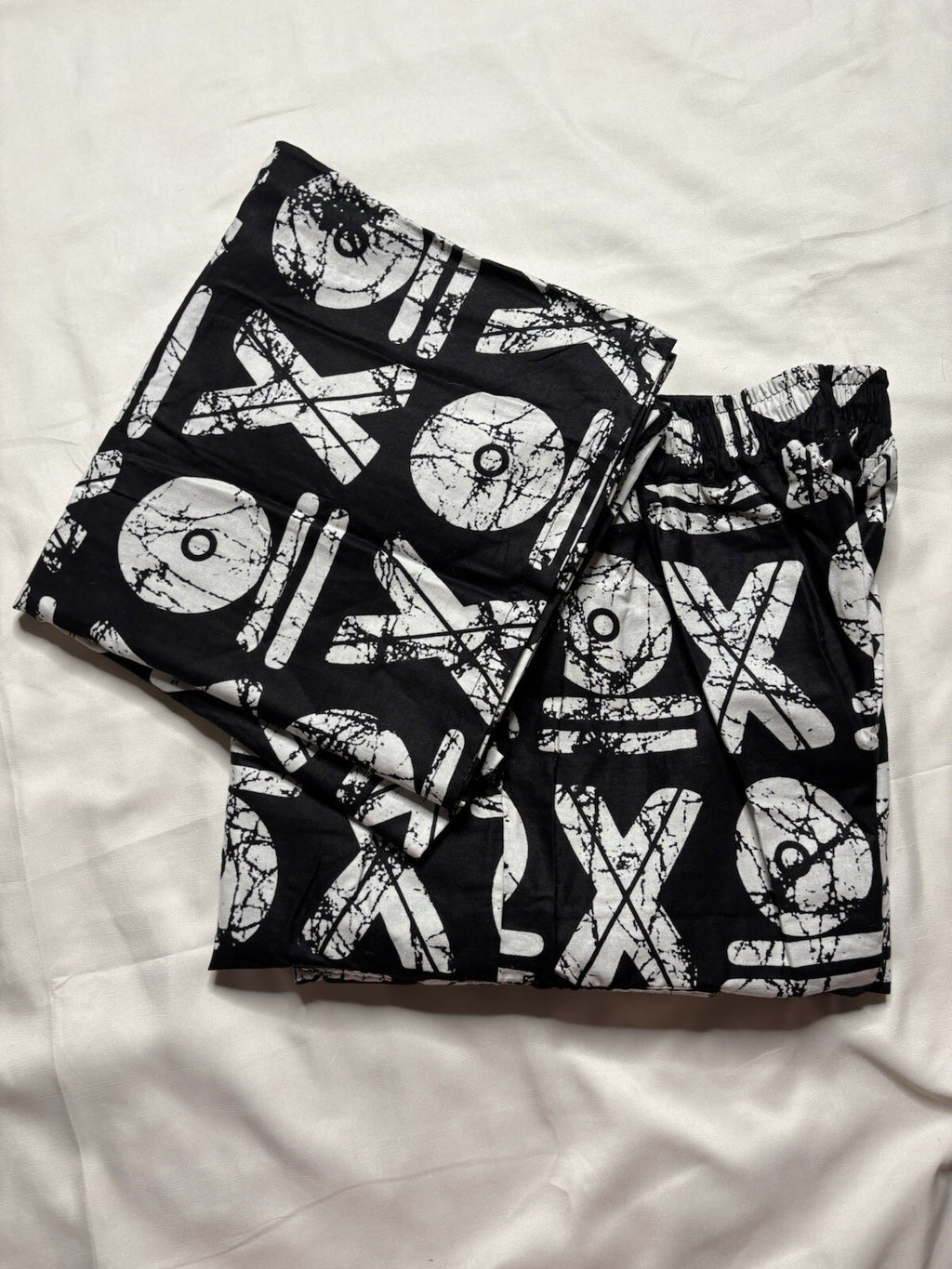 Vintage Ankara Print Black White Two Piece Co Ord Lounge L