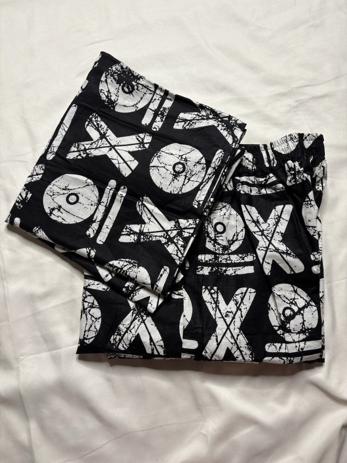 Vintage Ankara Print Black White Two Piece Co Ord Lounge L