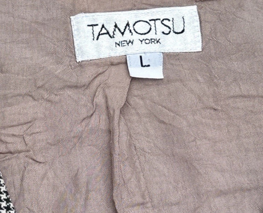 Vintage 90s Tamotsu Wool Blend Micro Houndstooth Vest L
