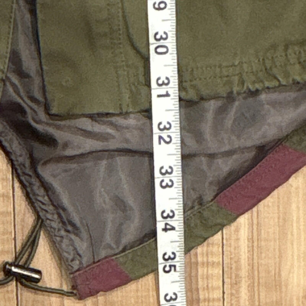 BDG Olive Green Hooded Military Parka Jacket with Flag Lined