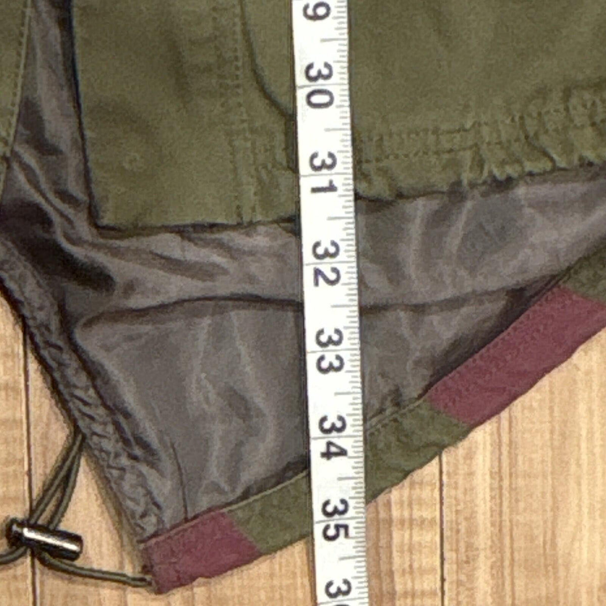 BDG Olive Green Hooded Military Parka Jacket with Flag Lined