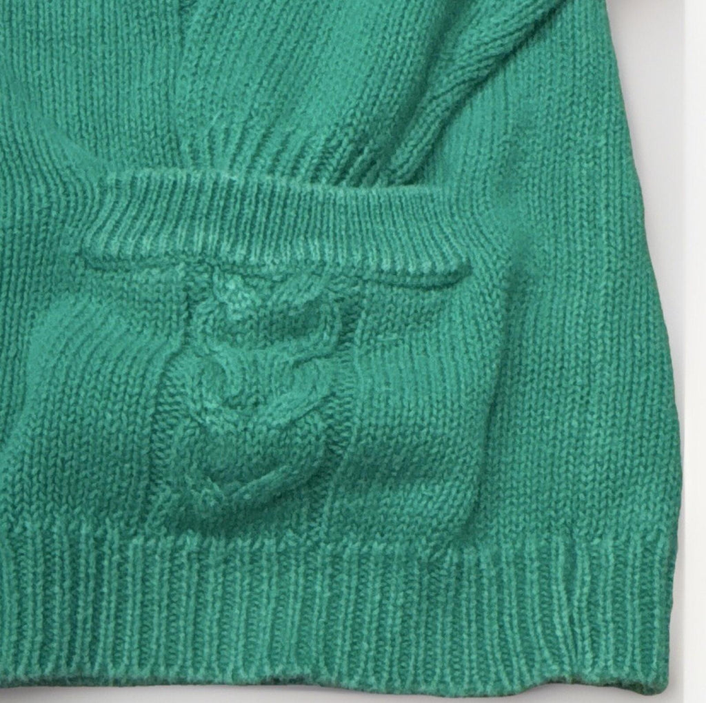 Talbots Kids Girls XL Green Cable Knit V-Neck Button Cardiga