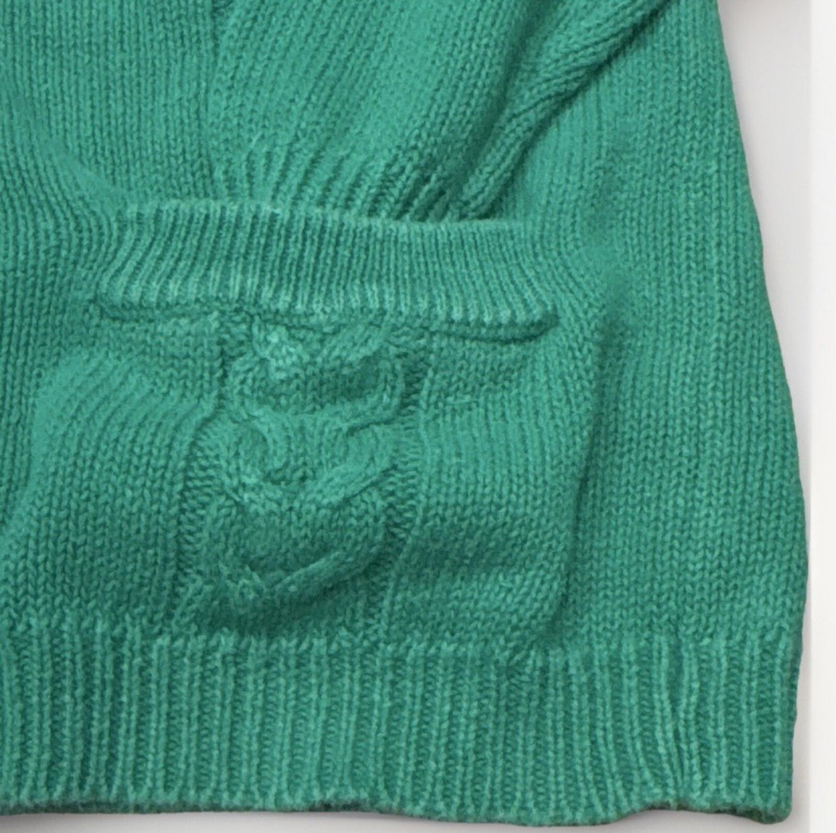 Talbots Kids Girls XL Green Cable Knit V-Neck Button Cardiga