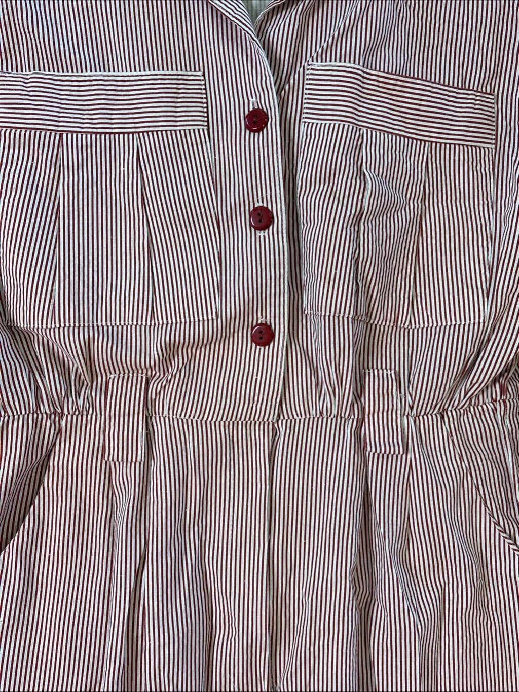1980s Taurus II Red and White Stripe Union-Made Shirt Dress