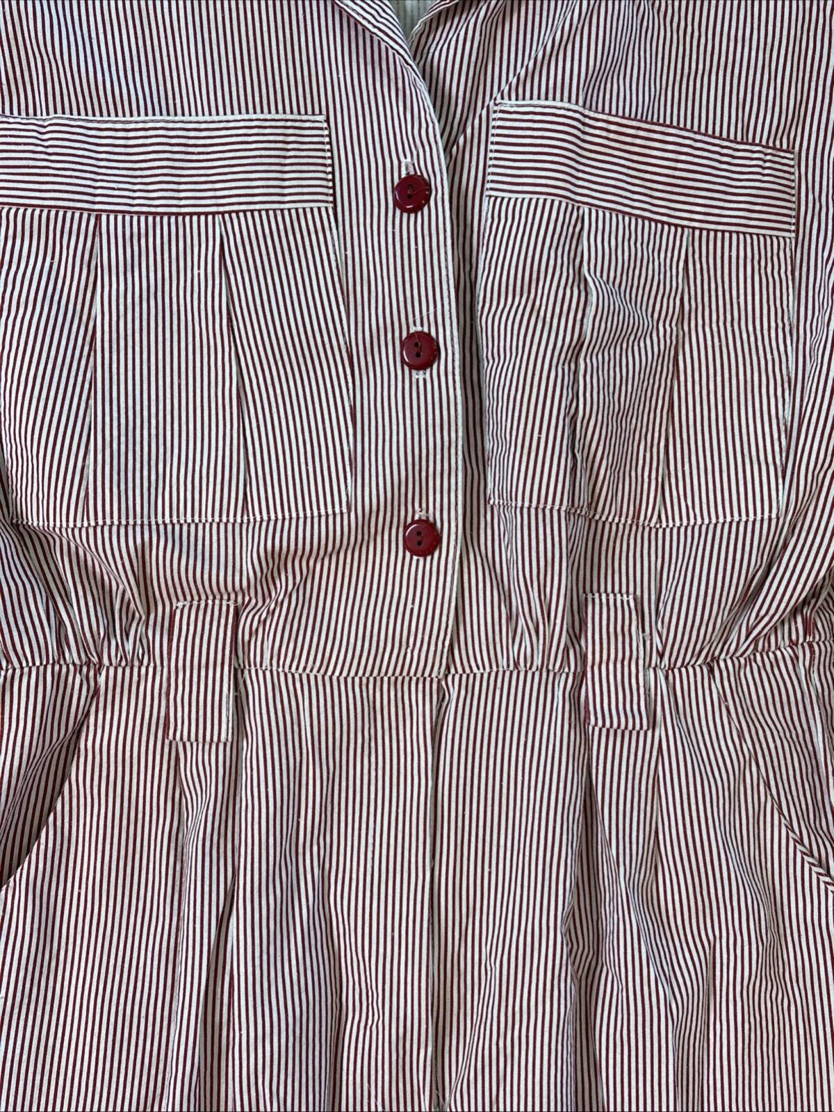 1980s Taurus II Red and White Stripe Union-Made Shirt Dress
