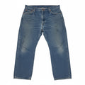 Distressed Wrangler Men's Blue Denim Jeans, 100% Cotton