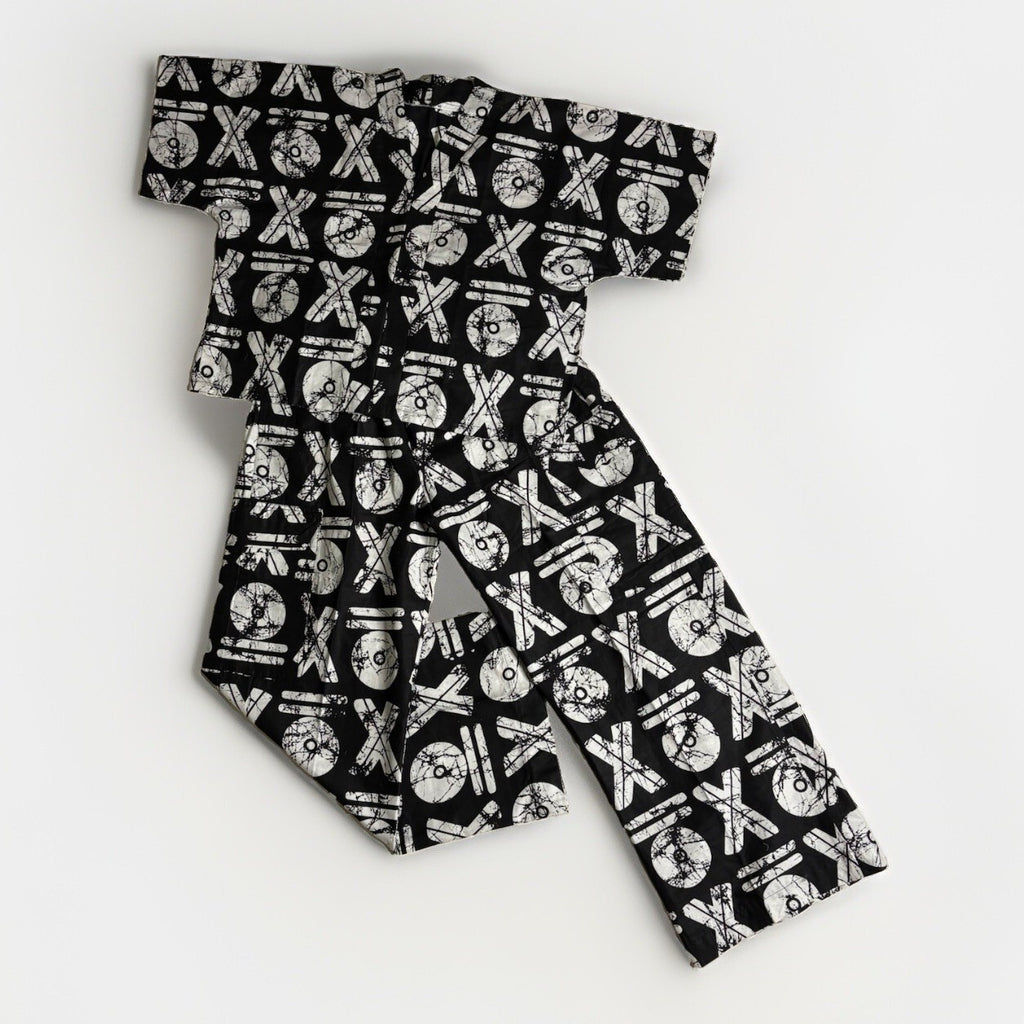 Vintage Ankara Print Black White Two Piece Co Ord Lounge L