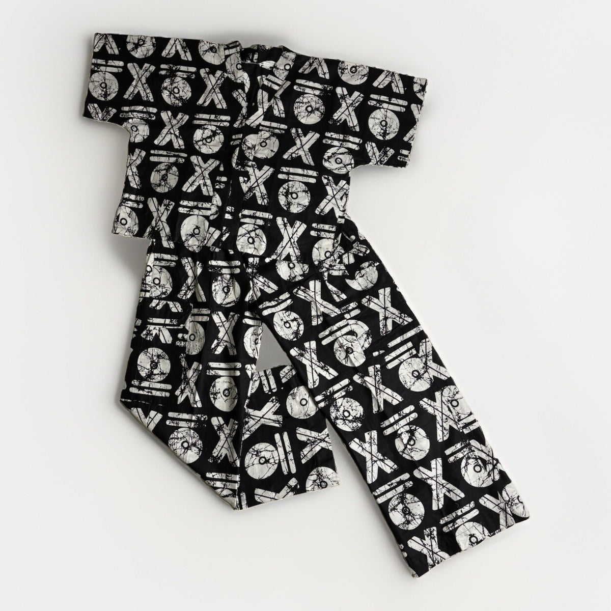 Vintage Ankara Print Black White Two Piece Co Ord Lounge L