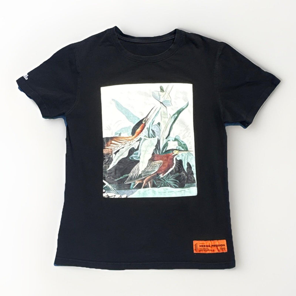 Heron Preston Black Green Heron Graphic T-Shirt Orange Patch