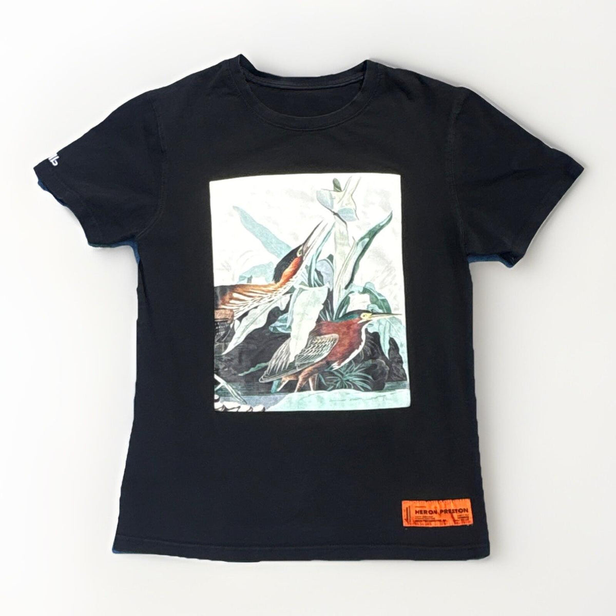 Heron Preston Black Green Heron Graphic T-Shirt Orange Patch