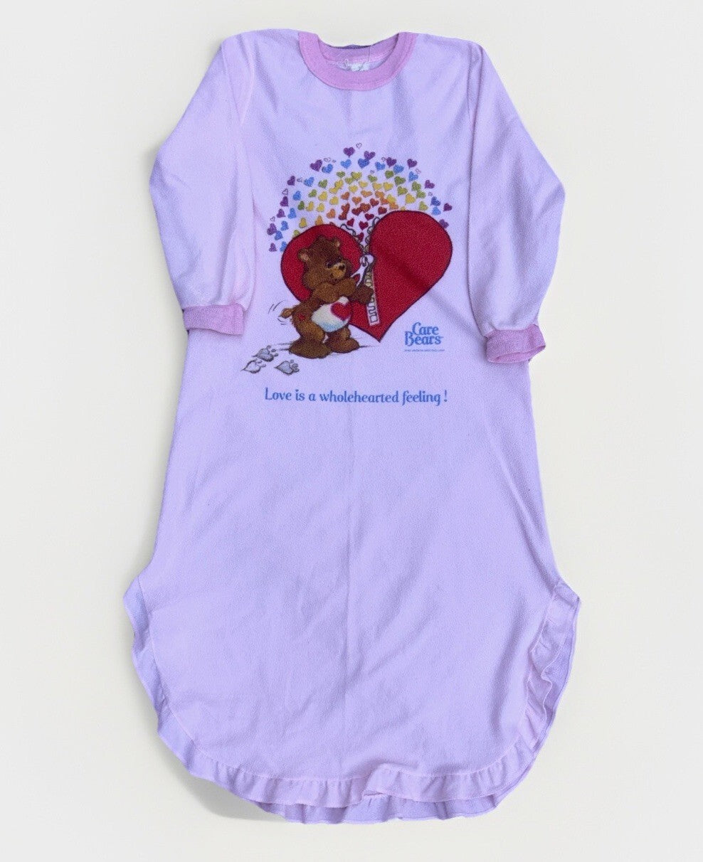 Vintage 1985 Care Bears Girls' Pink Long Sleeve Nightgown -