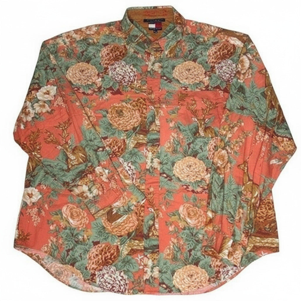 Tommy Hilfiger XL Floral & Deer Print Button-Up Shirt