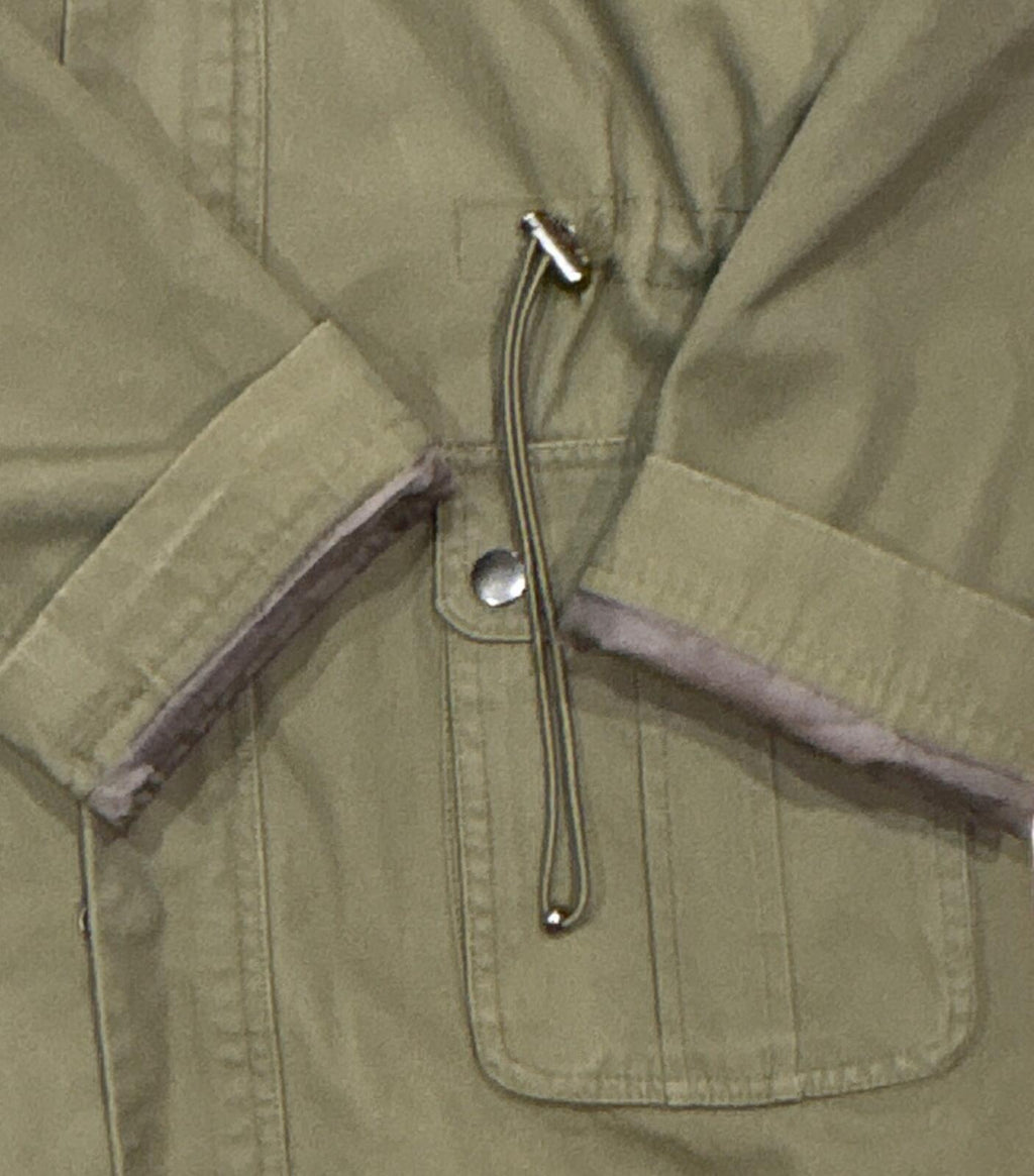 BDG Olive Green Hooded Military Parka Jacket with Flag Lined