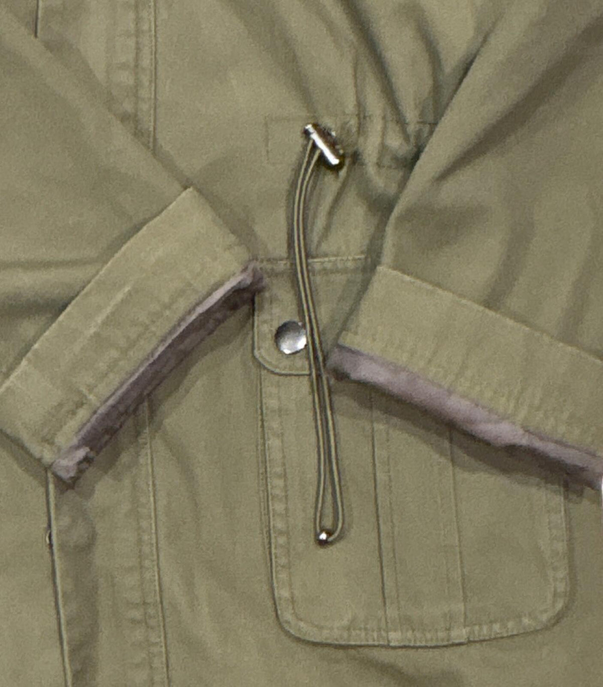BDG Olive Green Hooded Military Parka Jacket with Flag Lined