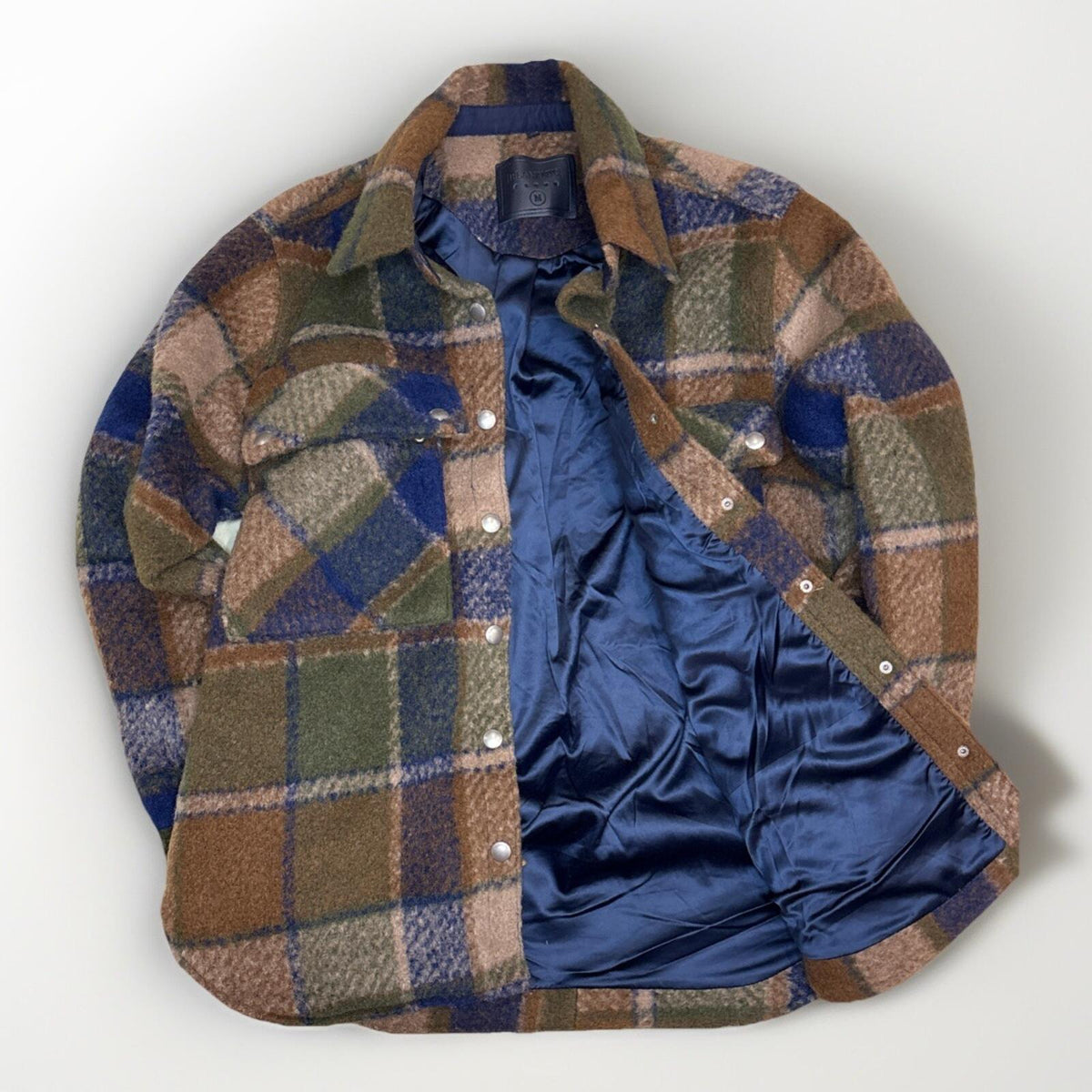 BLANKNYC Hit The Trail Plaid Flannel Shacket, Medium