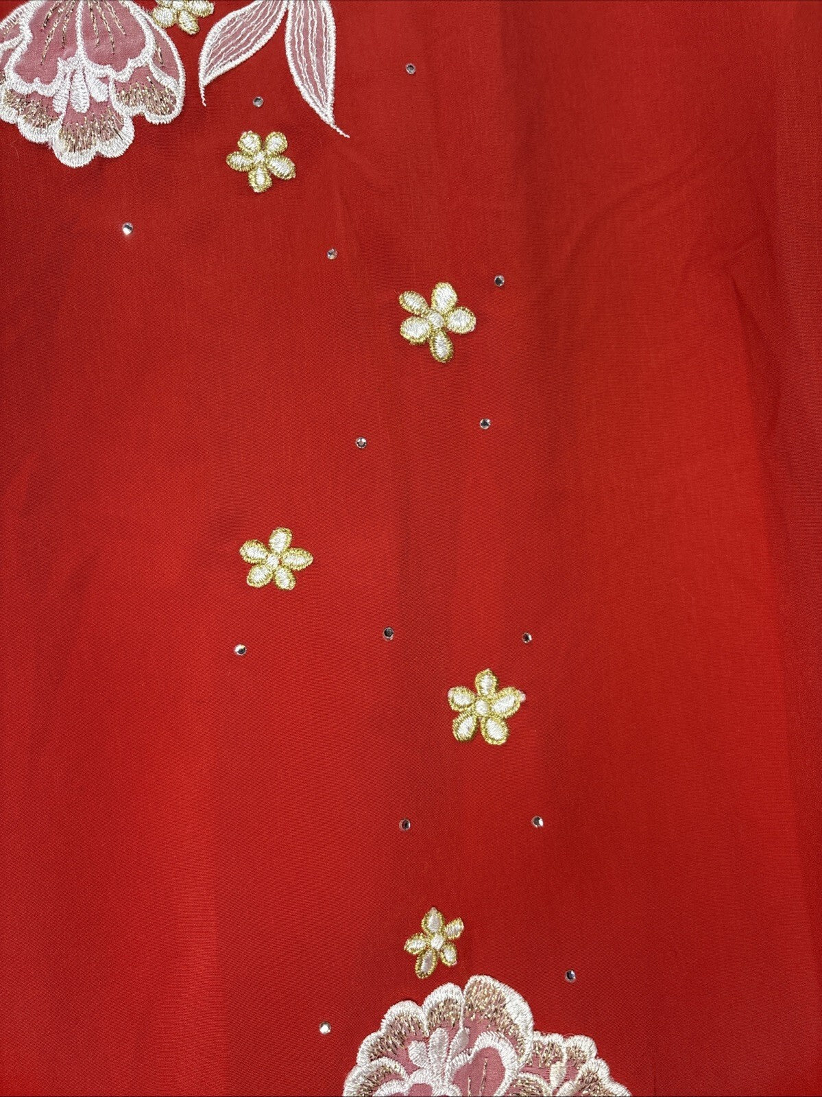 Bewa Fashion Vibrant Cherry Red Embroidered Floral Dress - M