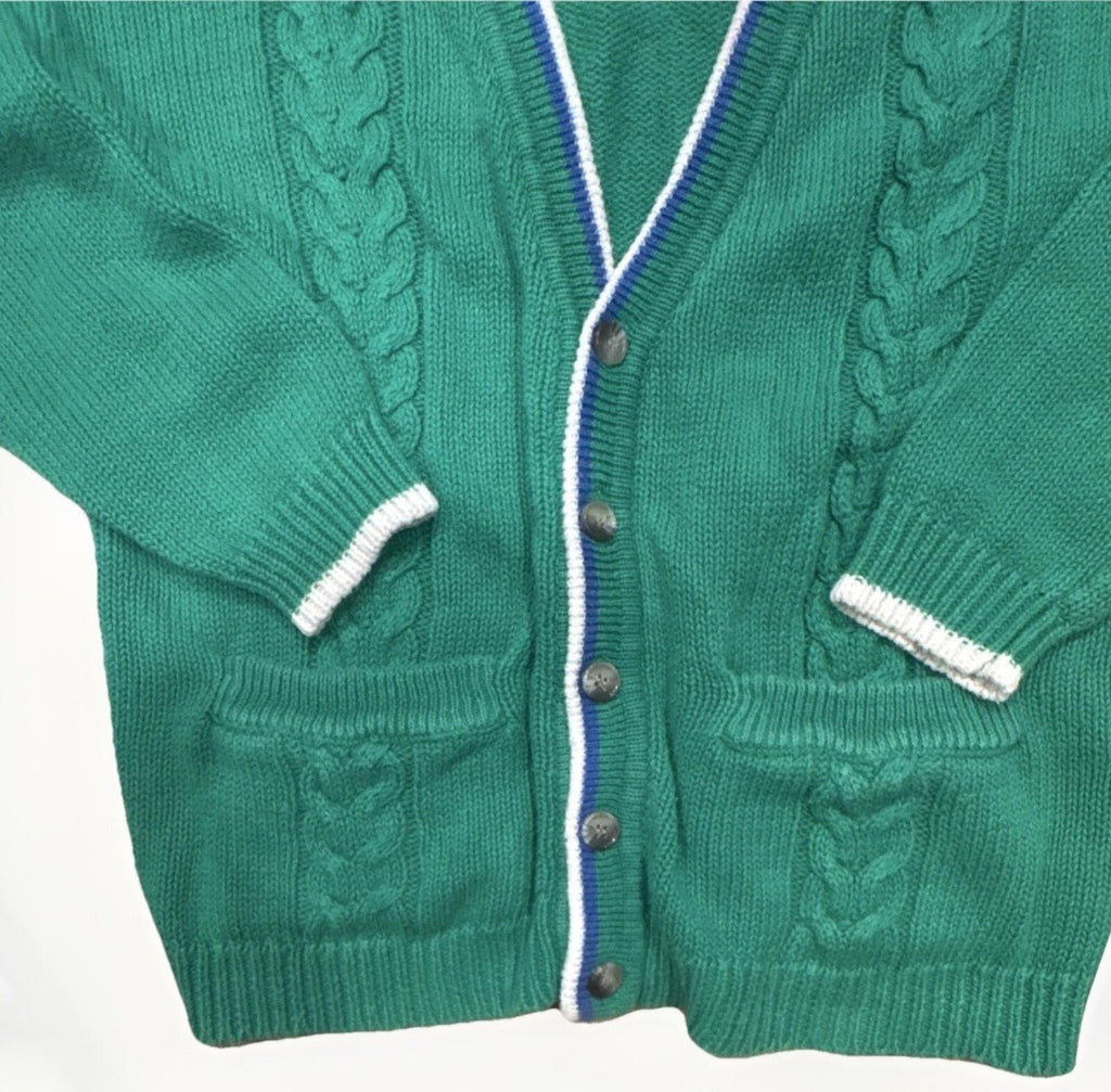Talbots Kids Girls XL Green Cable Knit V-Neck Button Cardiga