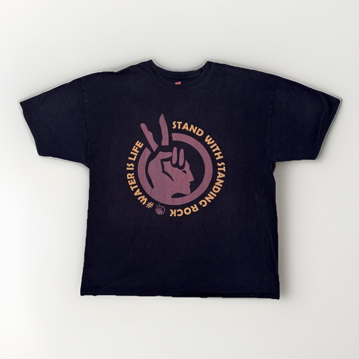 Vintage Hanes 2XL Stand With Standing Rock T-Shirt Black