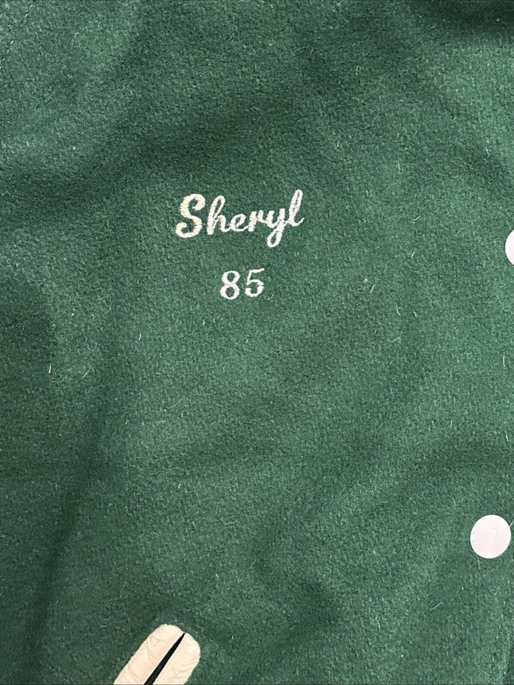 Vintage 1980s Holloway Green Wool Varsity Letterman Jacket -