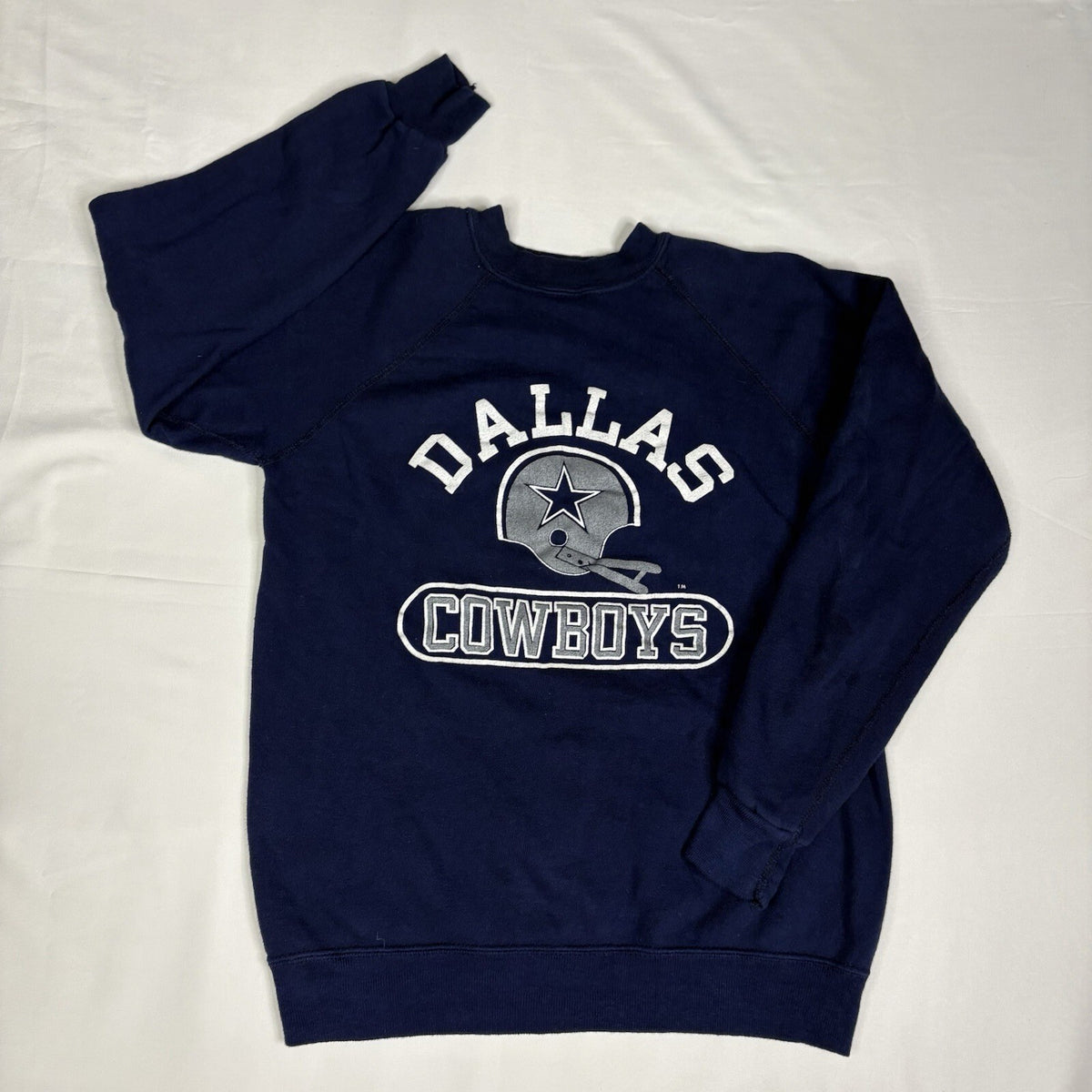 Vintage 80s Champion Dallas Cowboys Navy Blue Raglan Crew