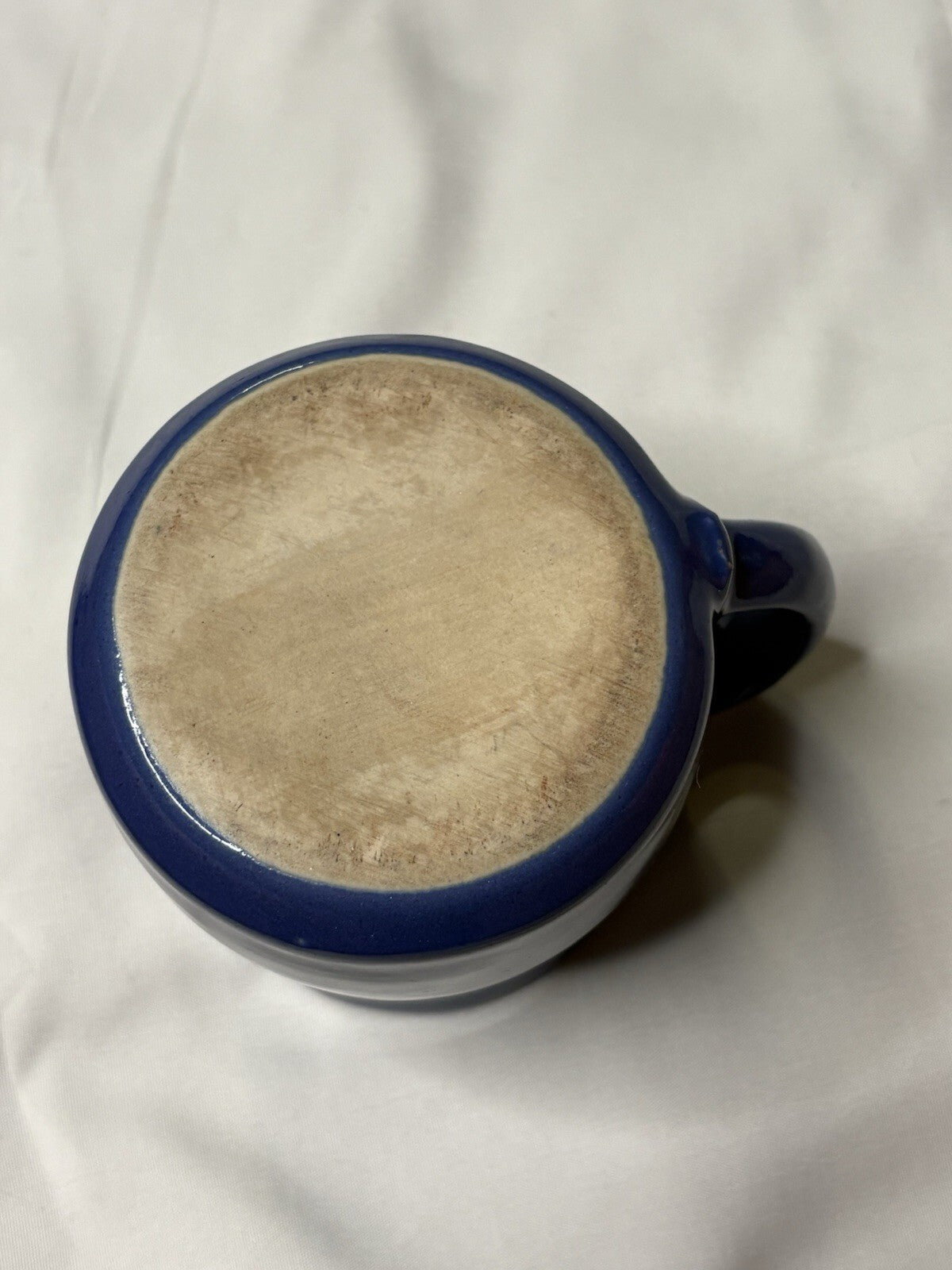Vintage Studio Art Pottery Cobalt Blue Mug - Hand-Thrown Tribal Sgraffito Design