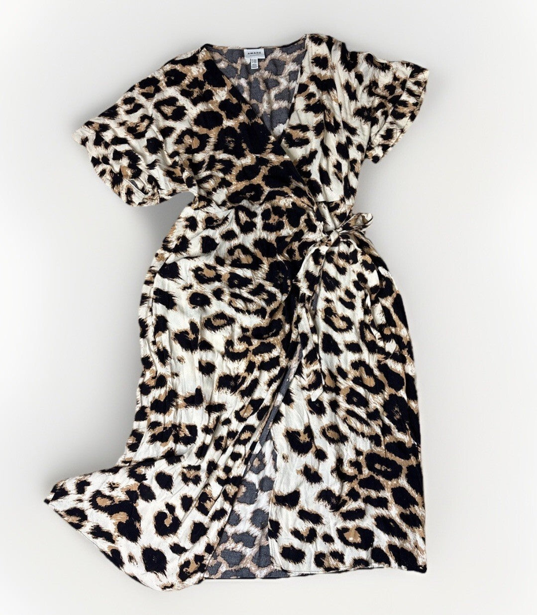 AWARE Vero Moda Eco Leopard Print Wrap Dress Size M