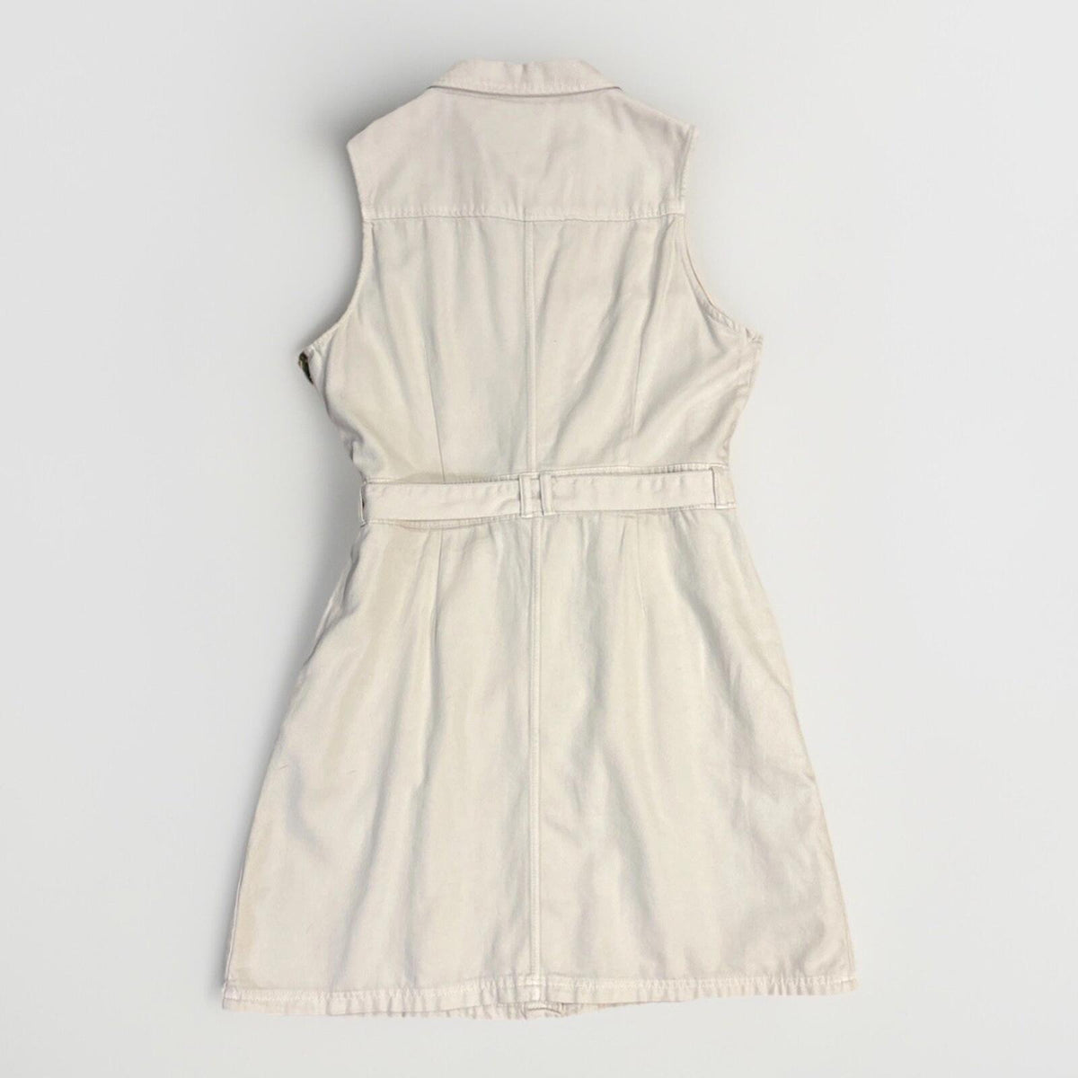 Velvet Heart Cream Denim Sleeveless Shirt Dress with Belt -