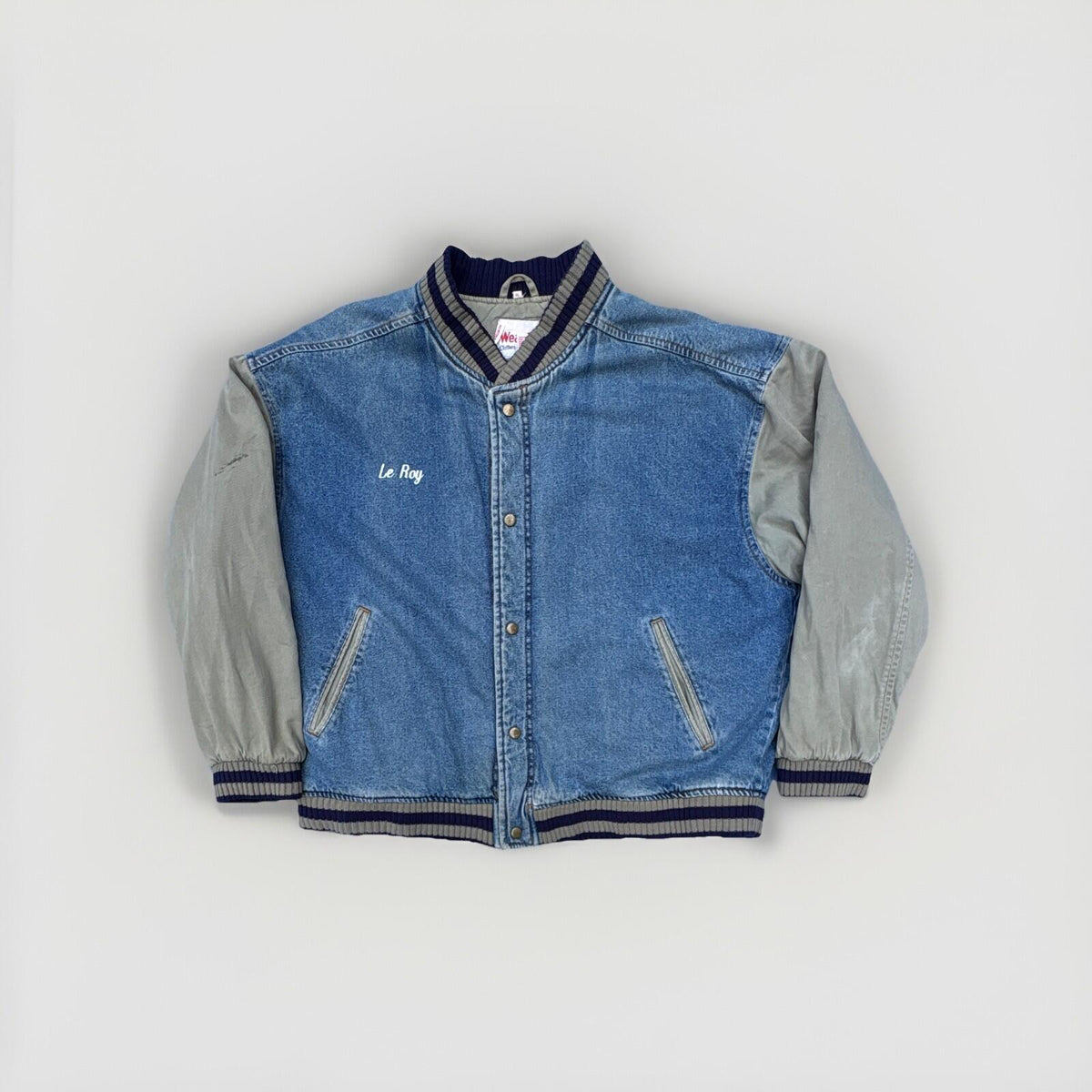 WearGuard Vintage Varsity Jacket XL Blue Gray Quilted Lined
