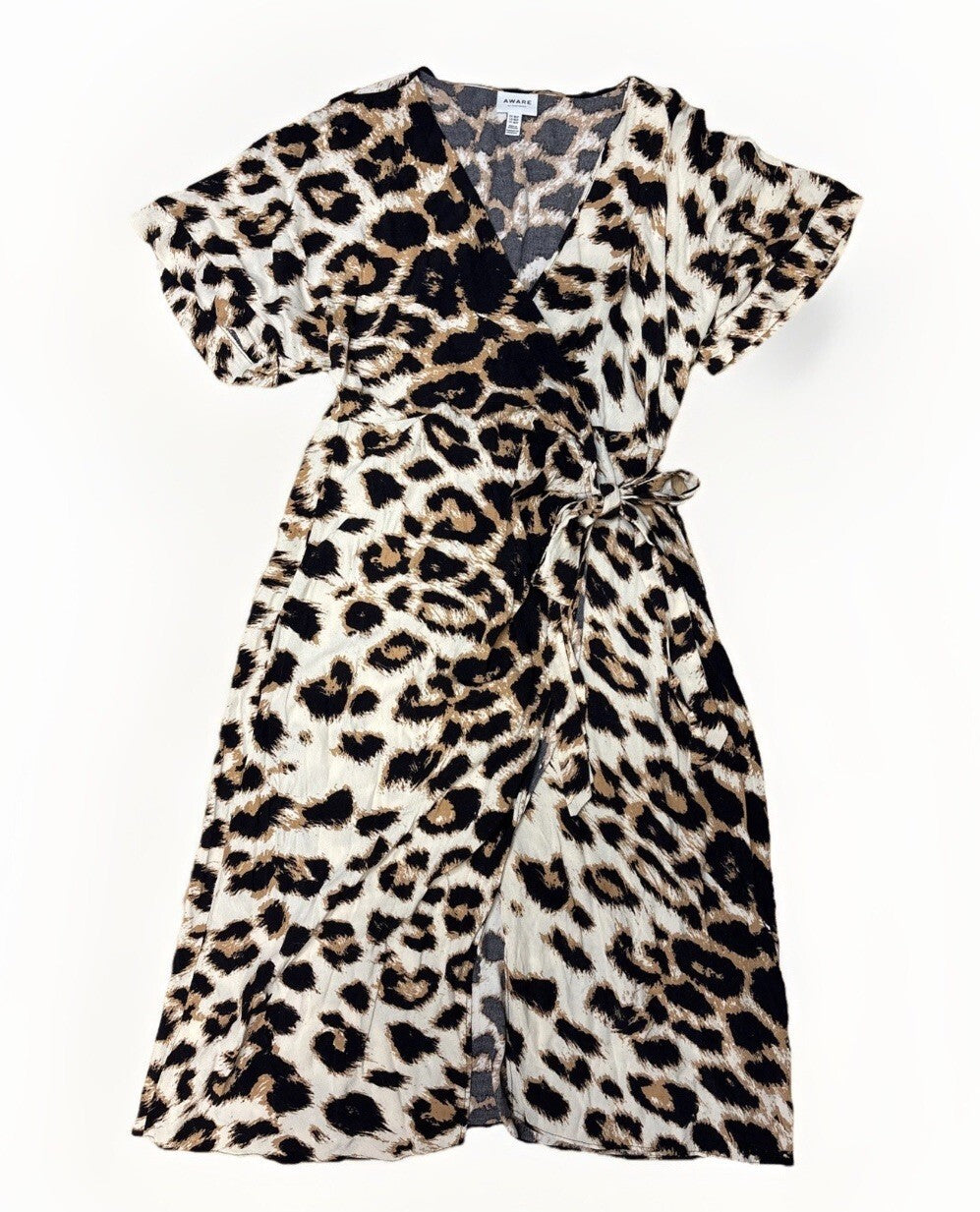 AWARE Vero Moda Eco Leopard Print Wrap Dress Size M
