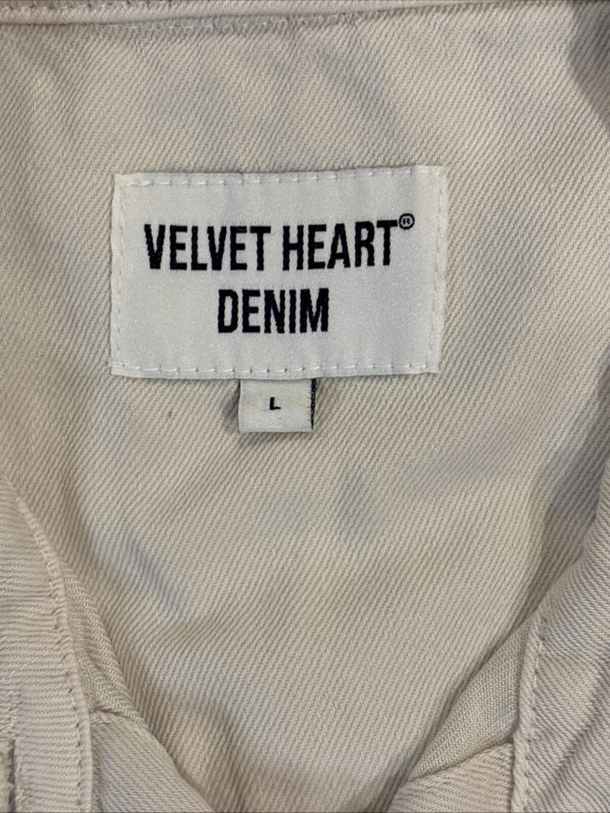Velvet Heart Cream Denim Sleeveless Shirt Dress with Belt -