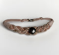 Vintage 80s Pink Braided Satin Belt with Faux Pearls & Gold-