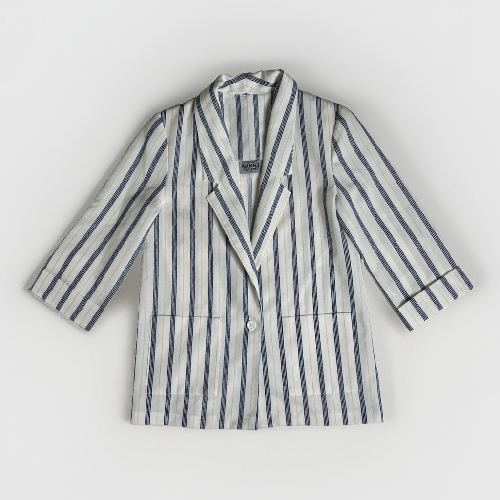 Vintage 1980s Nikki Striped Blazer - Made in USA, Nautical &