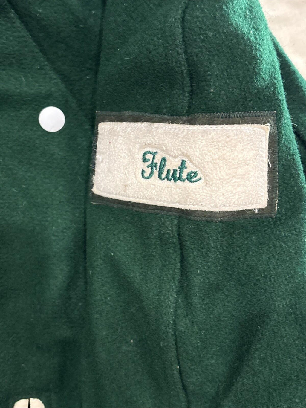 Vintage 1980s Holloway Green Wool Varsity Letterman Jacket -