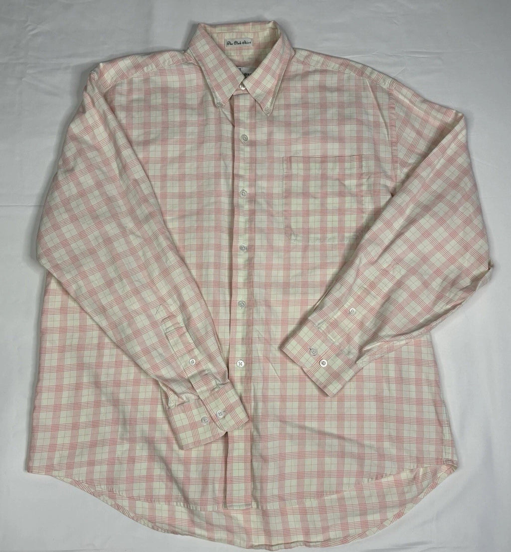 Fairway & Greene "The Club Shirt" Pink Tattersall Plaid 100%