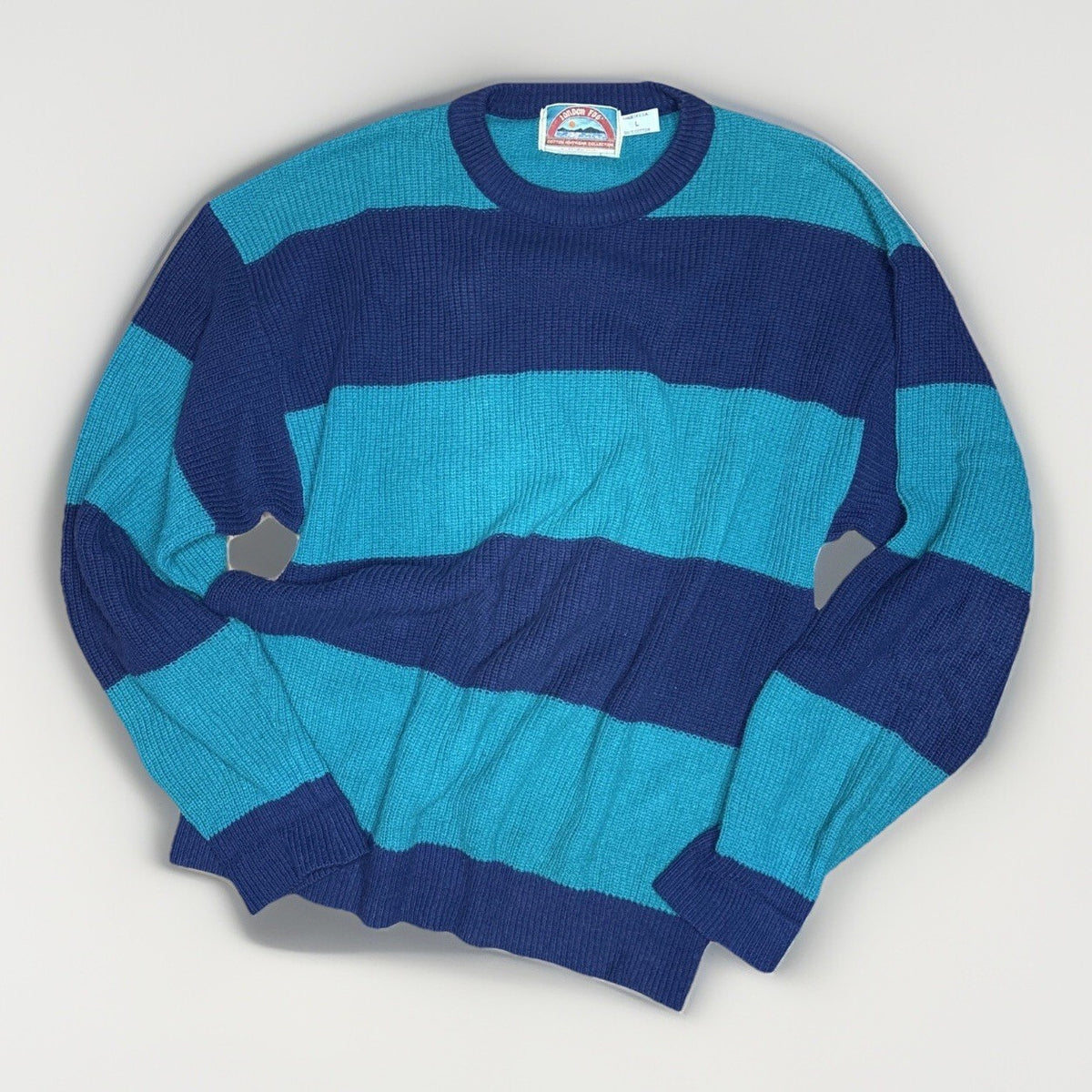 Vintage 90s London Fog Men Large Striped Knit Sweater USA