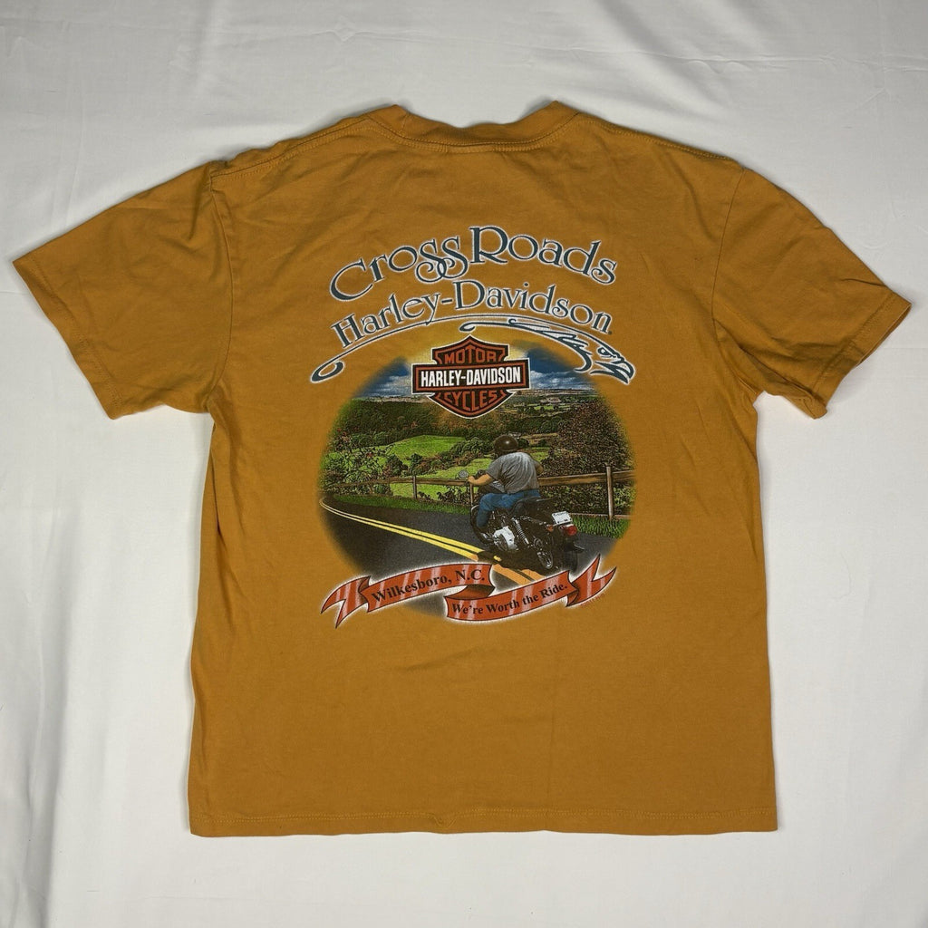 Vintage Harley-Davidson Wilkesboro NC T-Shirt Yellow Ladies'