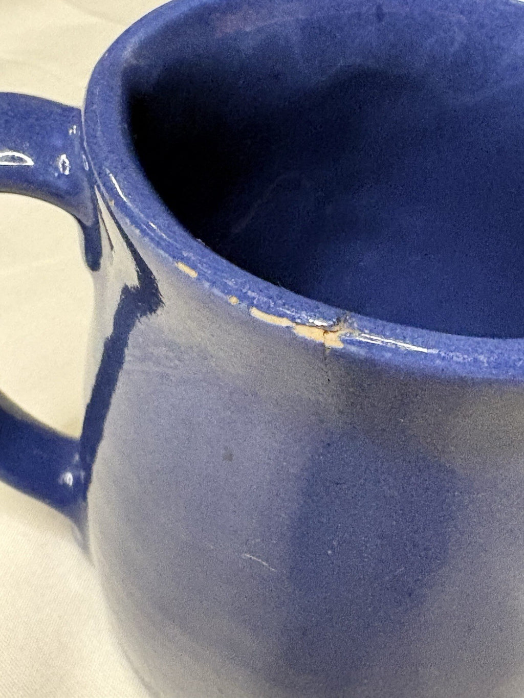 Vintage Studio Art Pottery Cobalt Blue Mug - Hand-Thrown Tribal Sgraffito Design