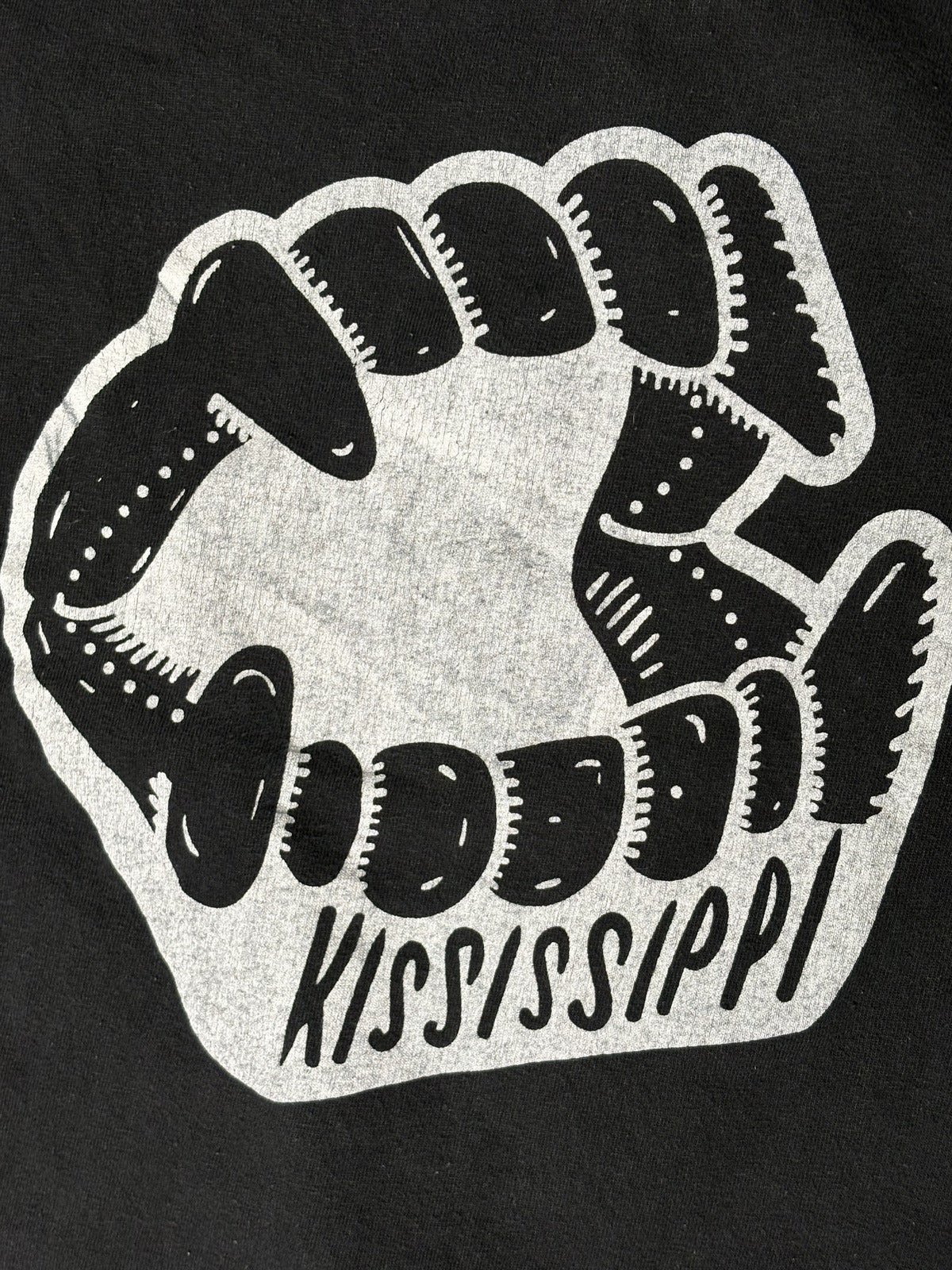 Black Cropped Kississippi Graphic Tee - Large Cotton T-Shirt