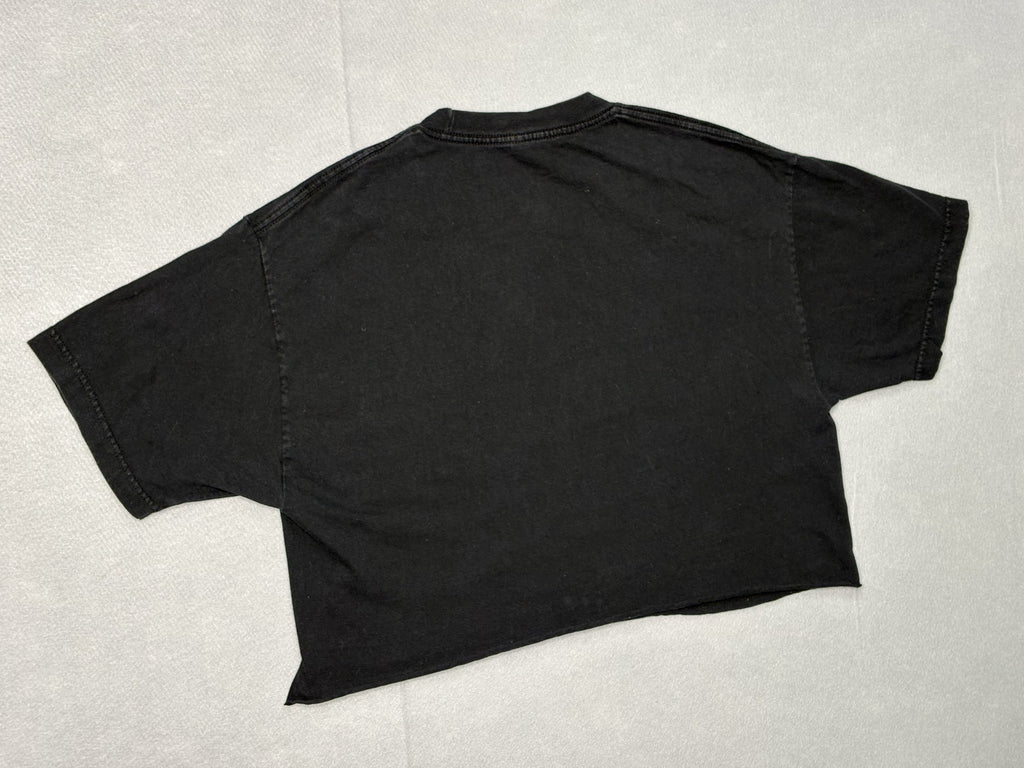 Black Cropped Kississippi Graphic Tee - Large Cotton T-Shirt