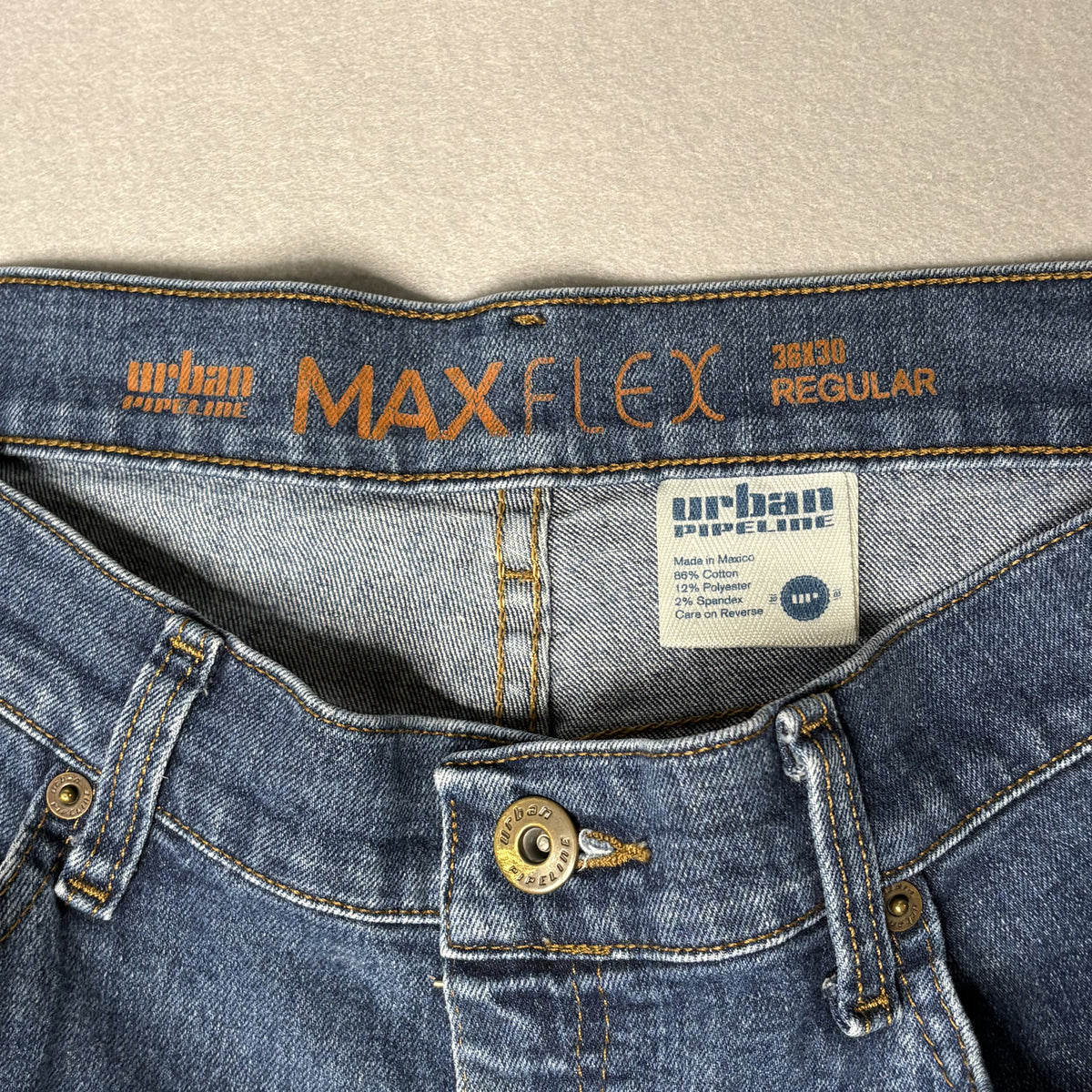 Urban Pipeline Max Flex Jeans 36x33 Regular Fit Blue Denim