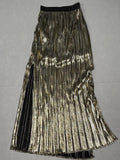rue21 Metallic Gold Pleated Maxi Skirt with Side Slit XS