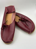 Cozy Burgundy Leather Moccasins with Handstitched Detailing