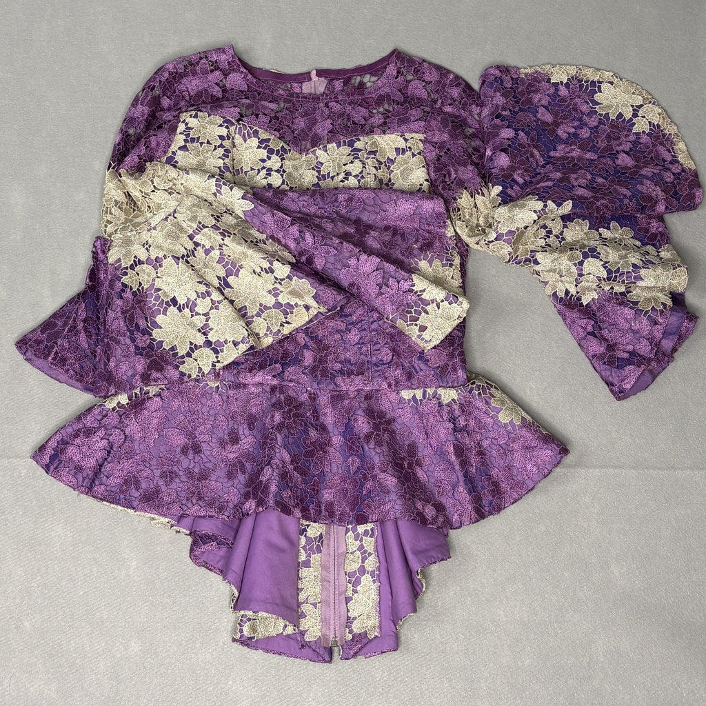New Hand Tailored Nigerian Aso Ebi Purple Lace Top S