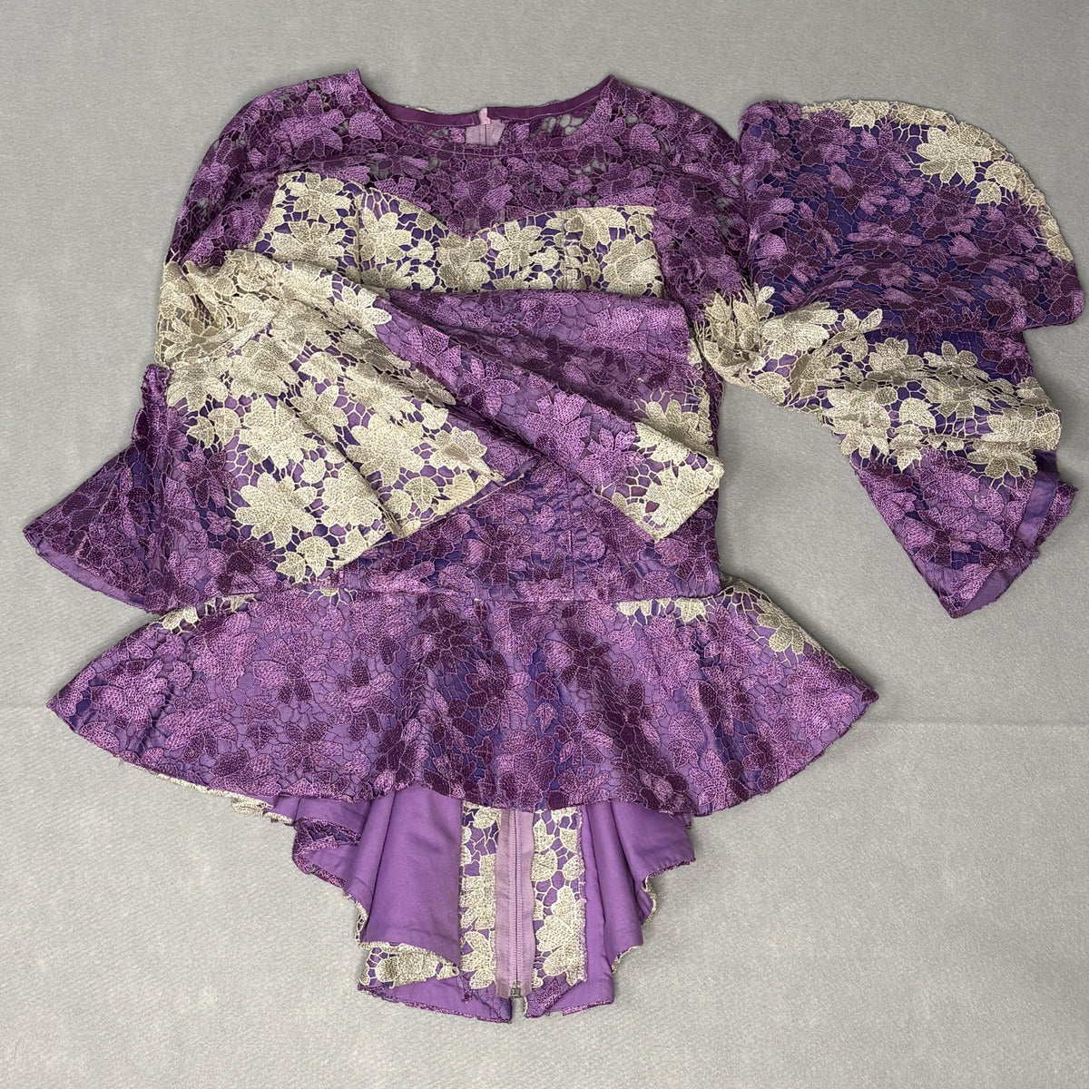 New Hand Tailored Nigerian Aso Ebi Purple Lace Top S