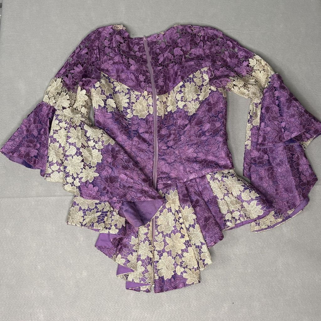 New Hand Tailored Nigerian Aso Ebi Purple Lace Top S