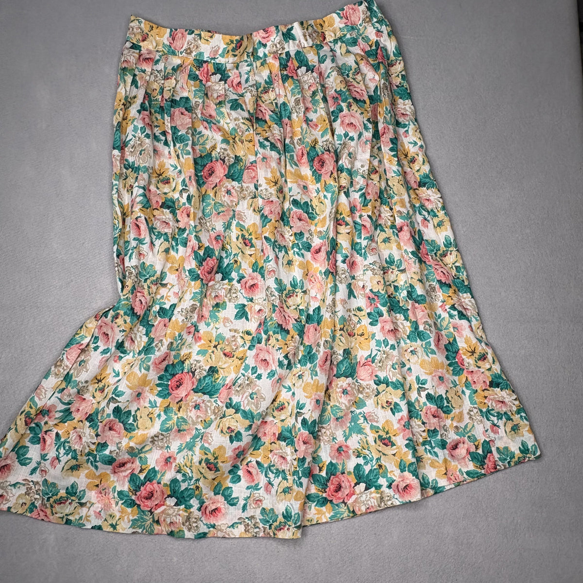 Vintage Liz Baker Floral Midi Skirt 20W USA Made