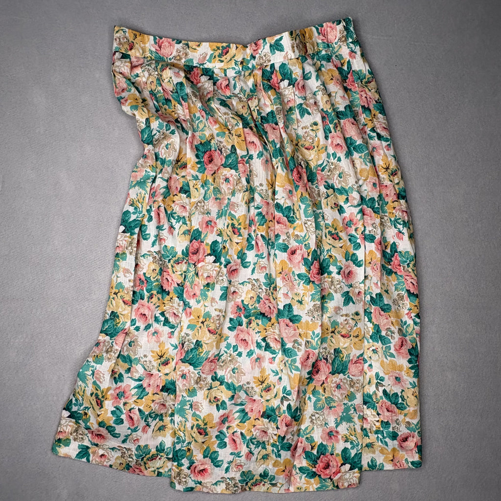Vintage Liz Baker Floral Midi Skirt 20W USA Made
